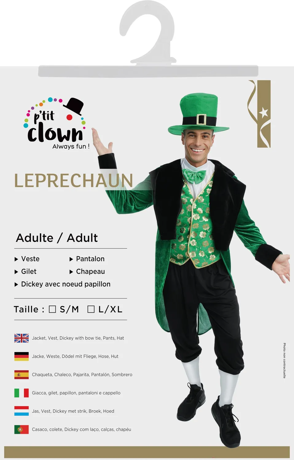P'tit Clown Leprechaun Deluxe Costume Adulto L-XL
