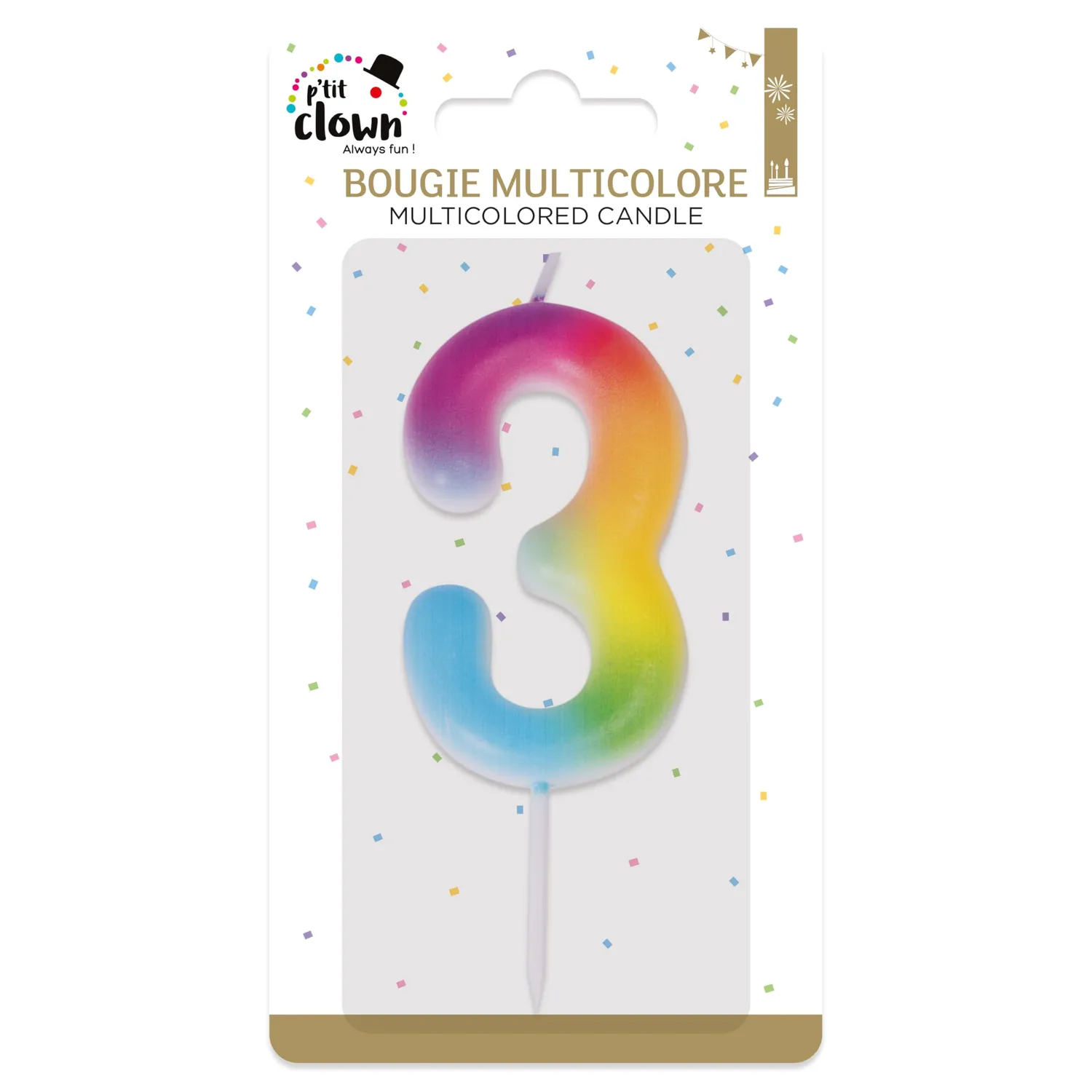 P'tit Clown 23943 candela numero 3 multicolore