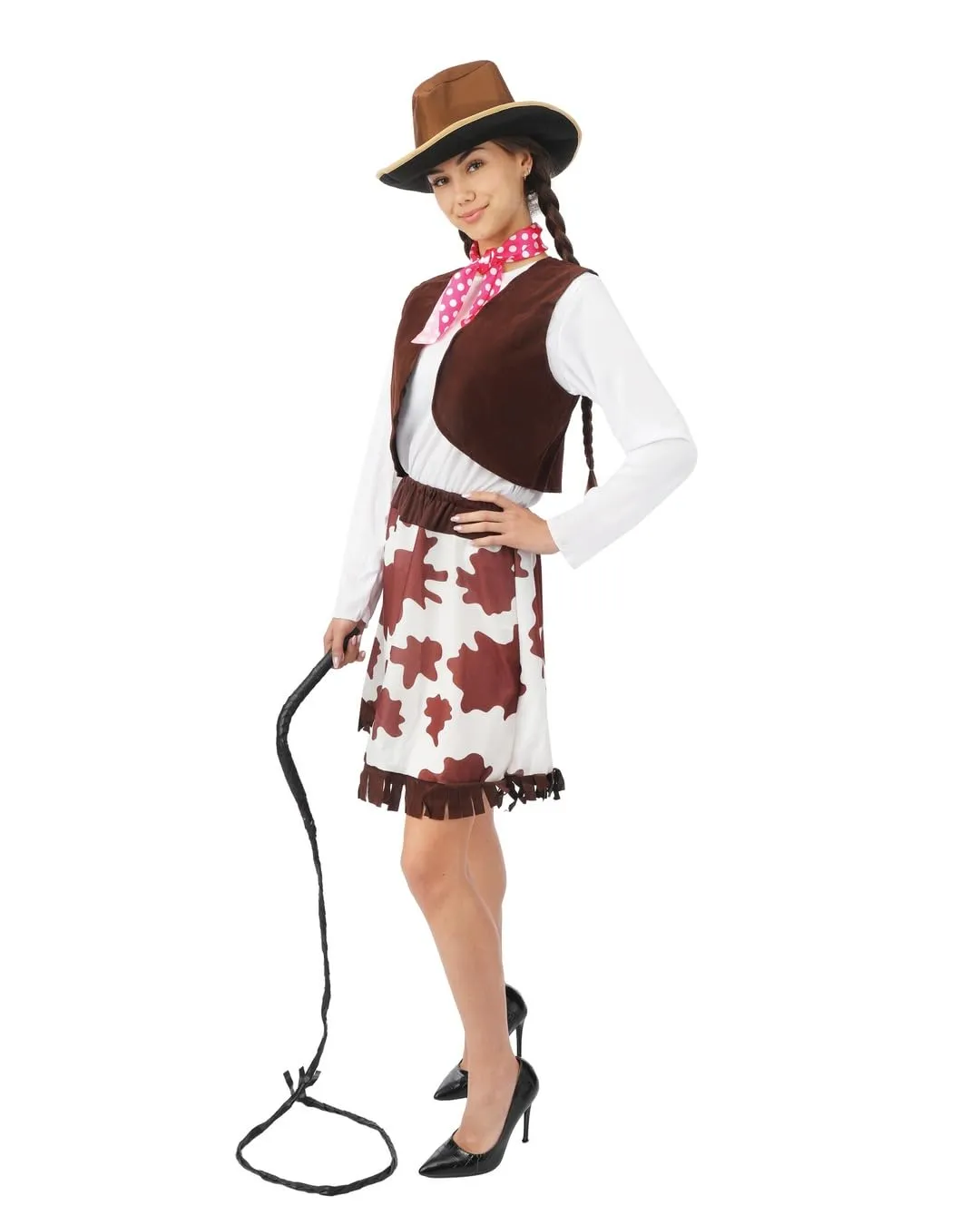 P'tit Clown costume cowgirl donna marrone poliestere
