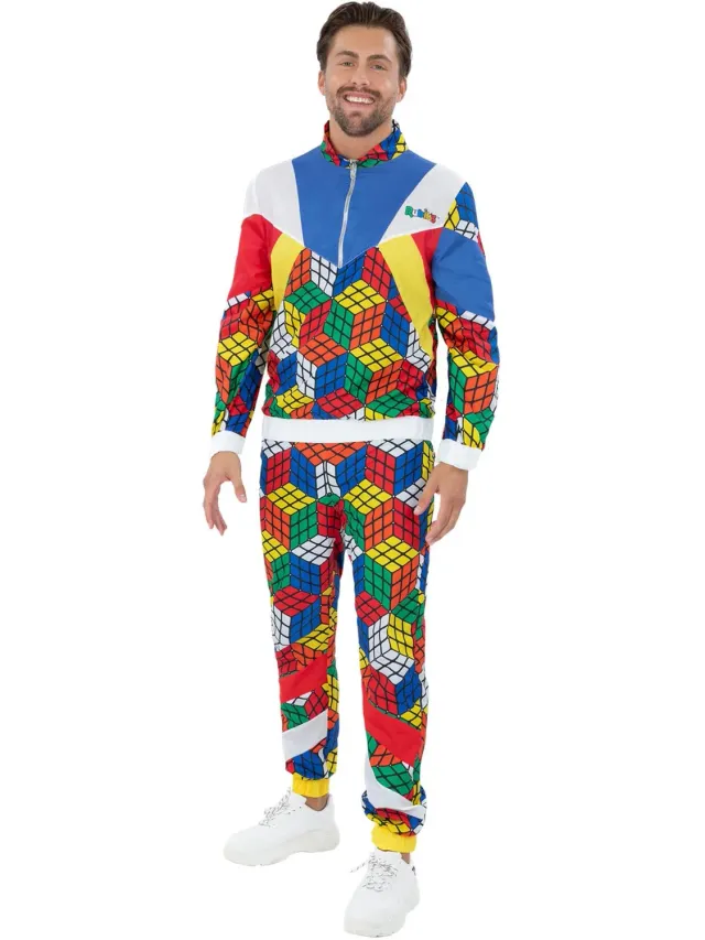 Smiffys Rubiks Cube Tracksuit tuta uomo colorata taglia M
