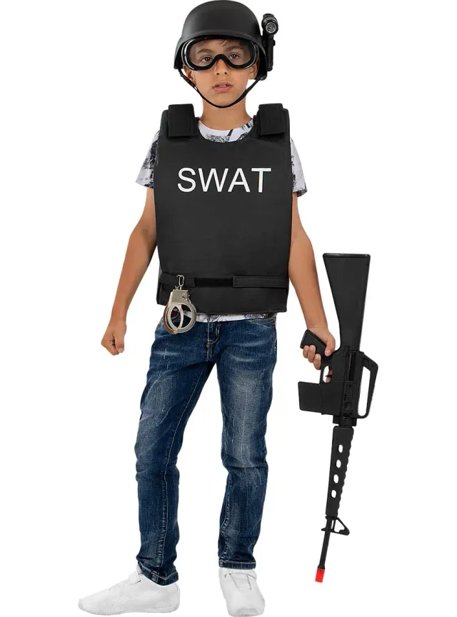 Funidelia Gilet SWAT bambino poliziotto nero