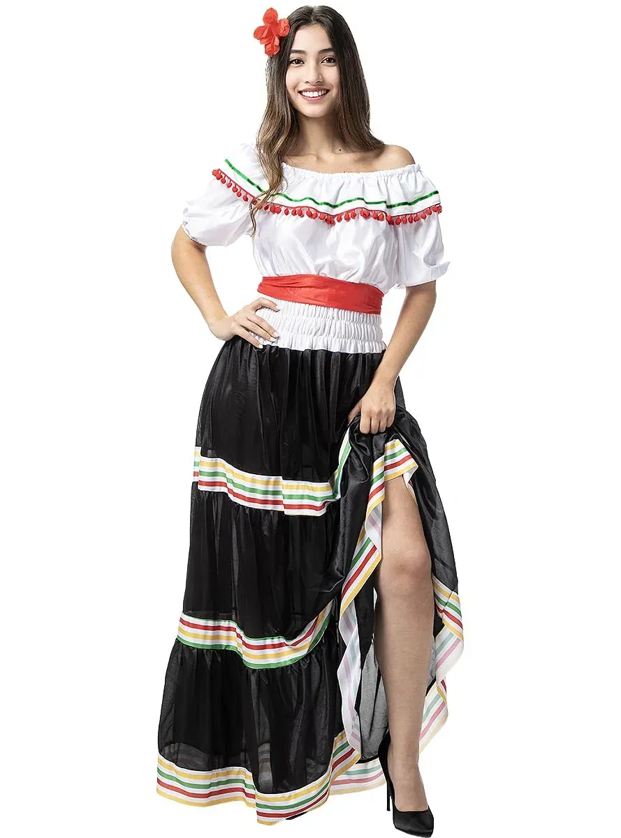 Funidelia Costume Messicana Donna S-M Nero Giorno Morti
