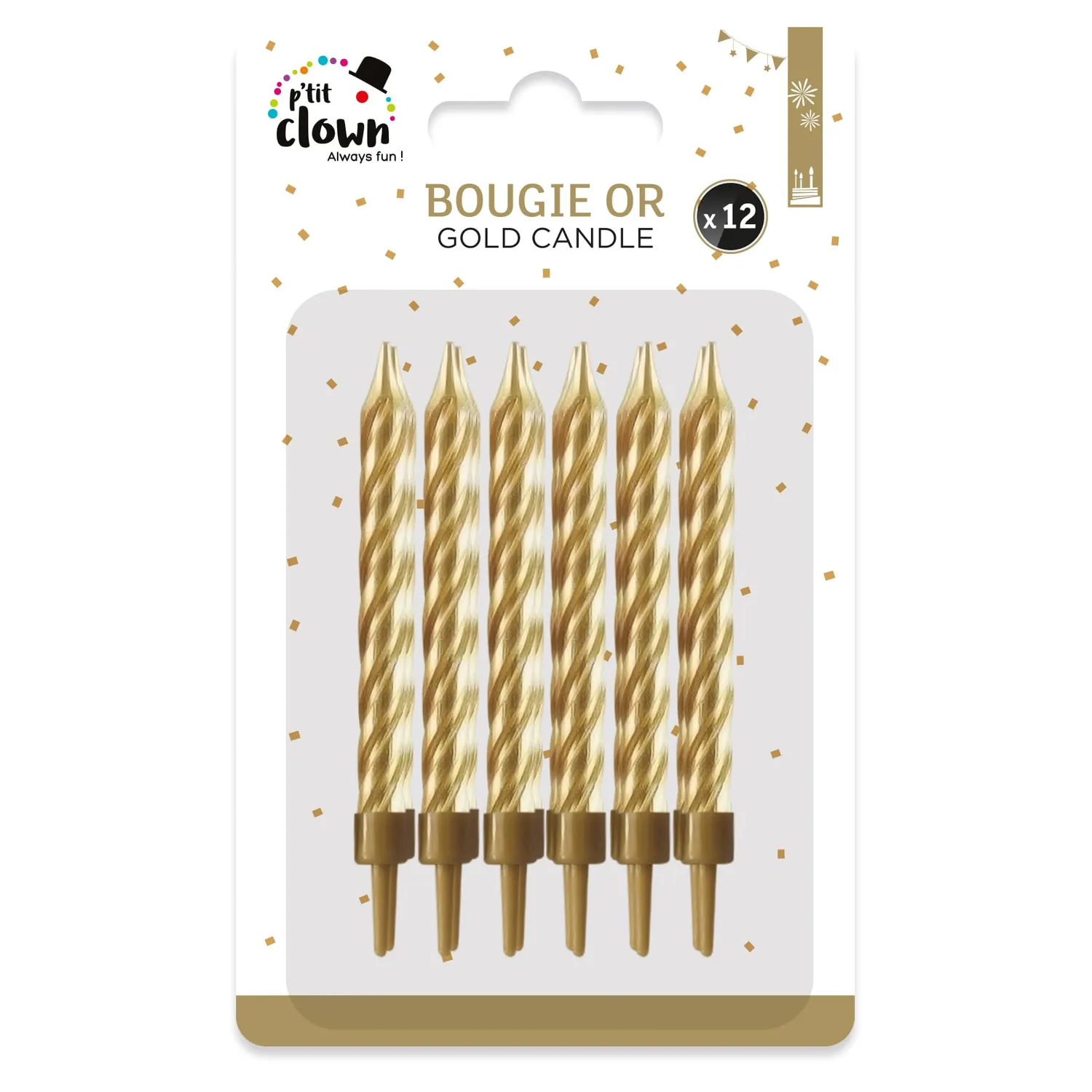 P'tit Clown Oro Candele Torta con Bobina 10 pz