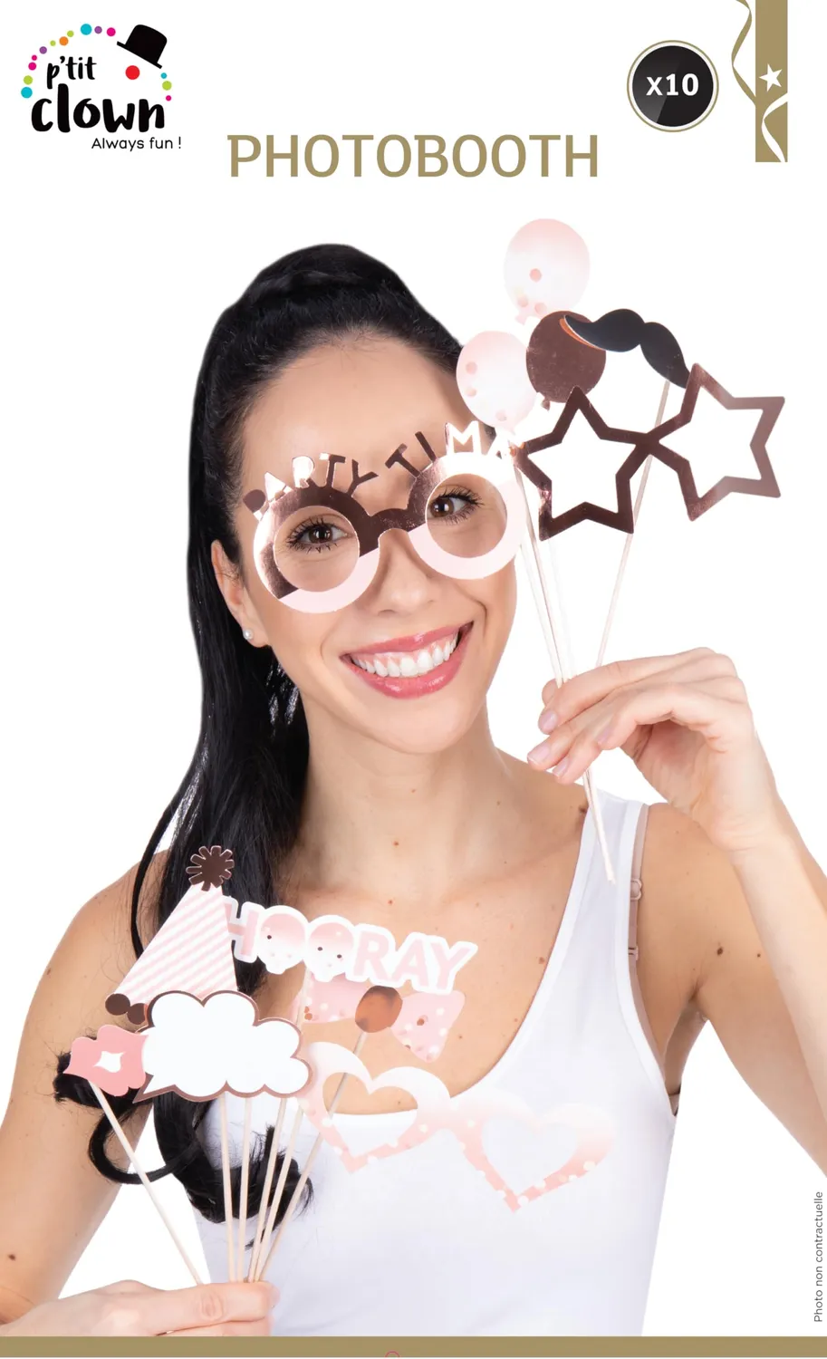 P'tit Clown oro rosa kit photobooth 10 pezzi elegante