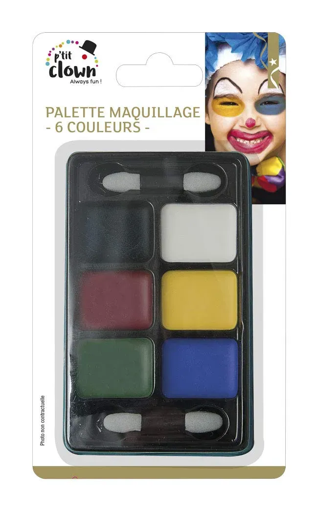 P'tit Clown 91011 Palette Trucco 6 Colori + 2 Applicatori