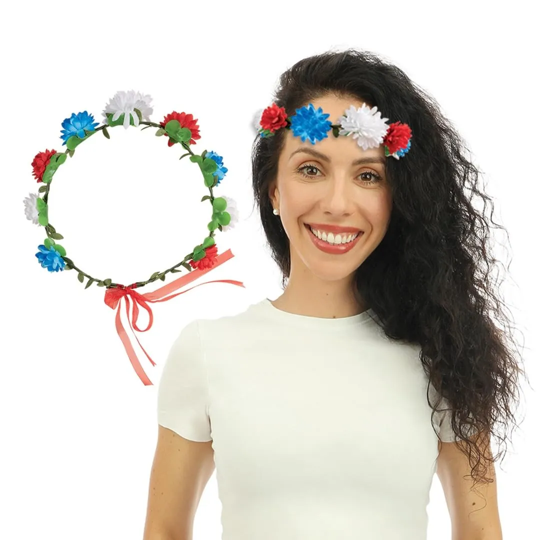 P'tit Clown re88180 Corona Fiori Blu Bianco Rosso Festa