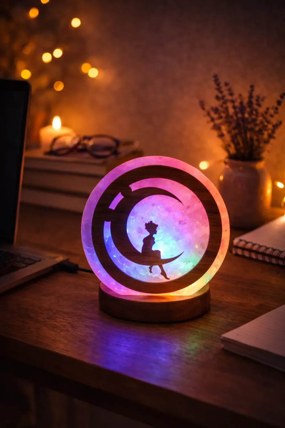 La Bottega di Merlino Lampada sale Ragazza sulla Luna USB LED