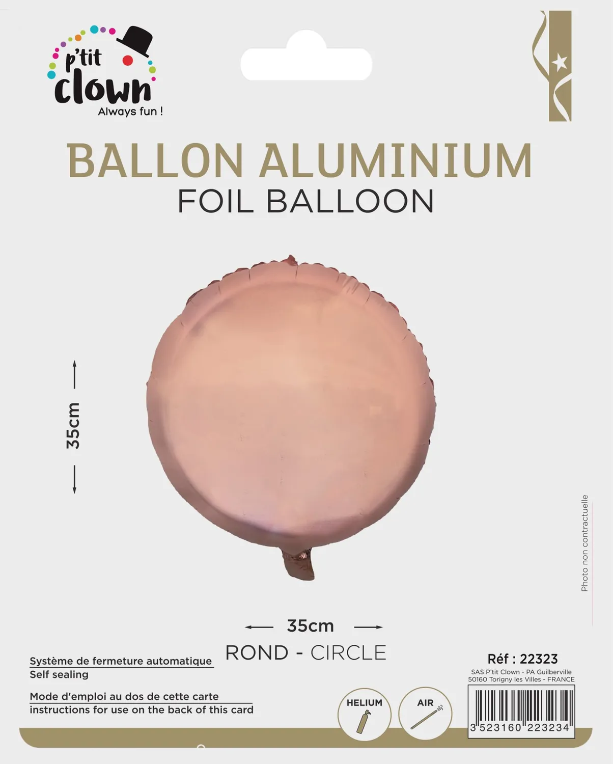 P'tit Clown palloncino rotondo oro rosa alluminio