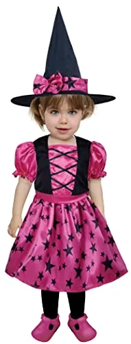 Guirca strega stellata costume bambina rosa 12-18 mesi