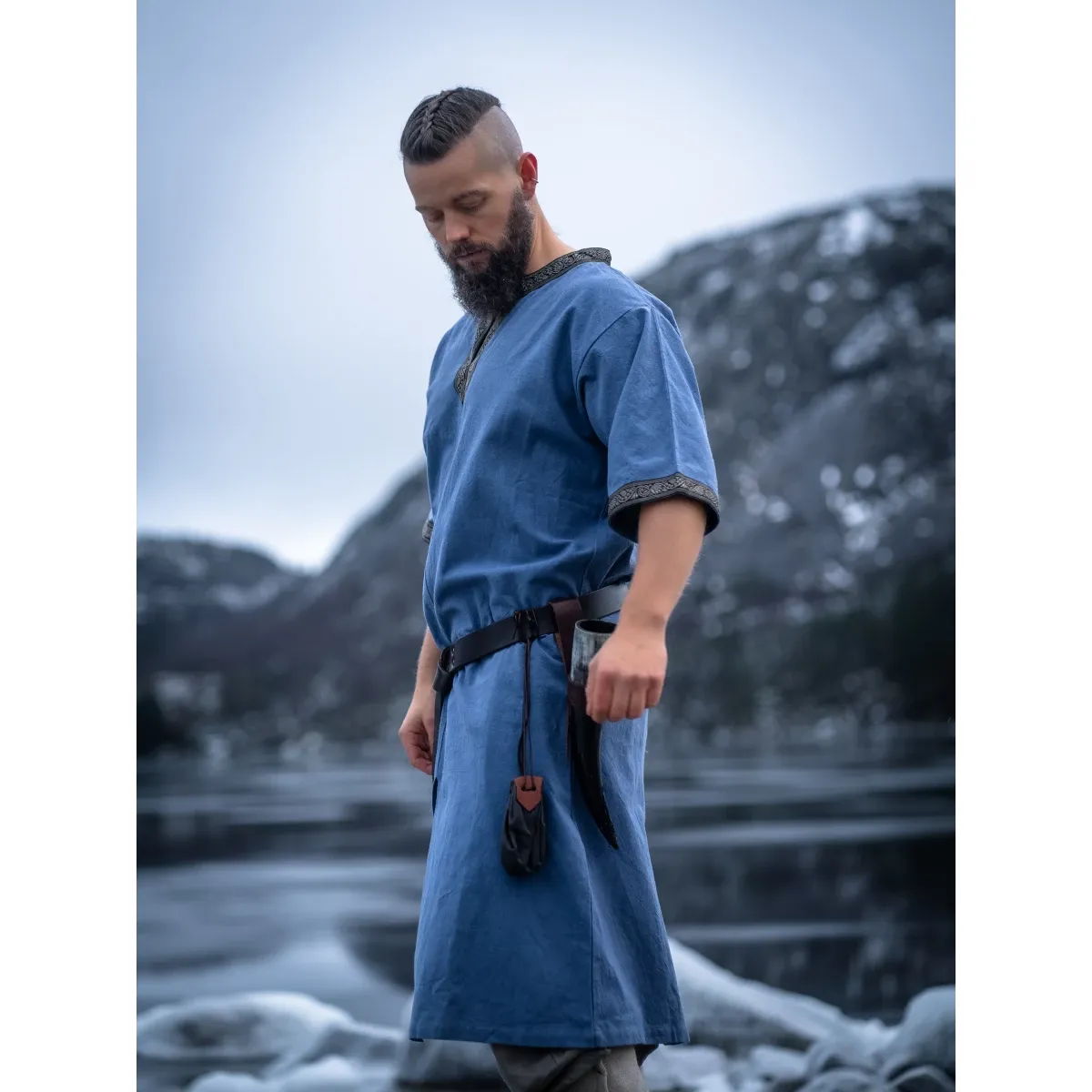 La Bottega di Merlino Tunica Richard costume maniche corte blu cotone