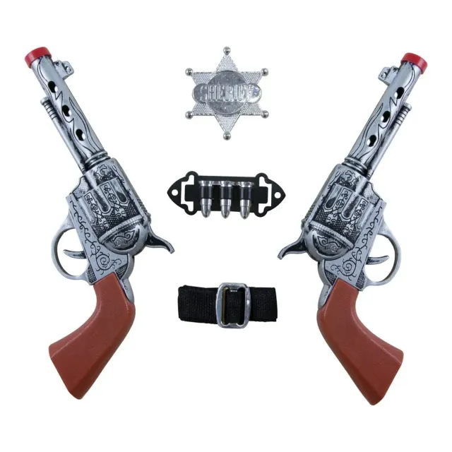 P'tit Clown 12442 Set Cowboy accessorio 2 revolver argentati