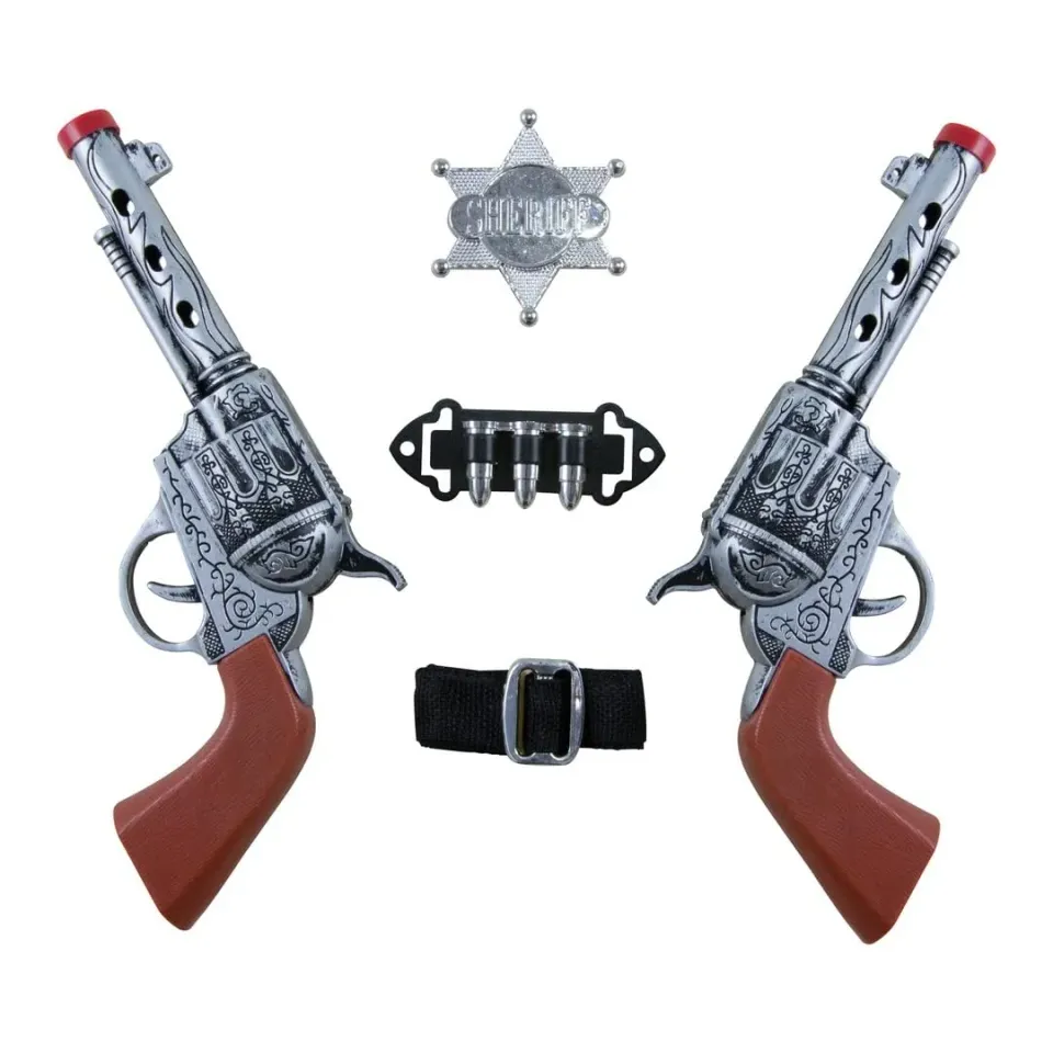P'tit Clown 12442 Set Cowboy accessorio 2 revolver argentati