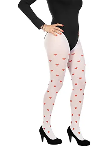 Funidelia Queen of Hearts Calze Costume Donna Bianche Cuori