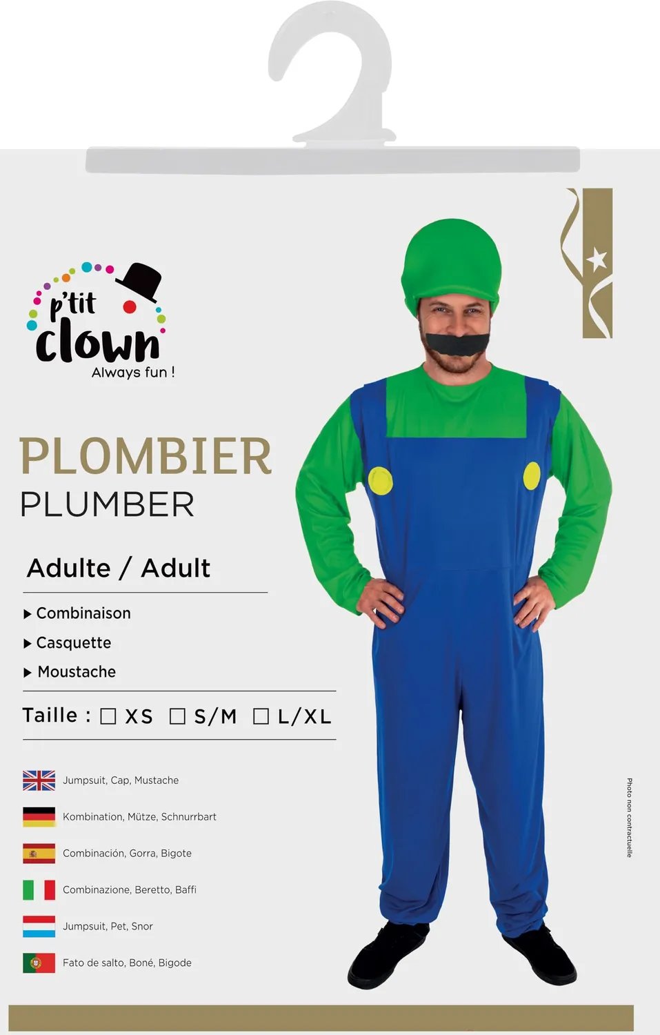 P'tit Clown Idraulico costume tuta verde taglia L