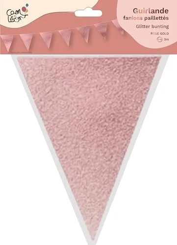 P'tit Clown 22619 ghirlanda bandierine glitter oro rosa