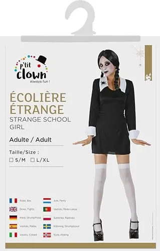 P'tit Clown costume scolara Mercoledì adulto S/M nero