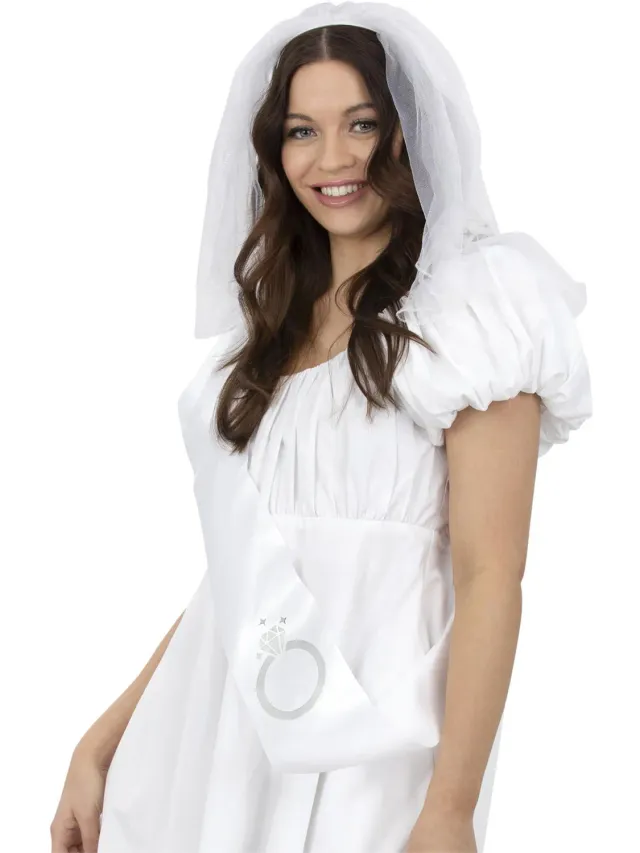 Smiffys Universal Bride Set Velo e Fascia Sposa Unica