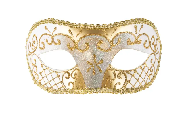 P'tit Clown 23400 maschera veneziana bianca e oro