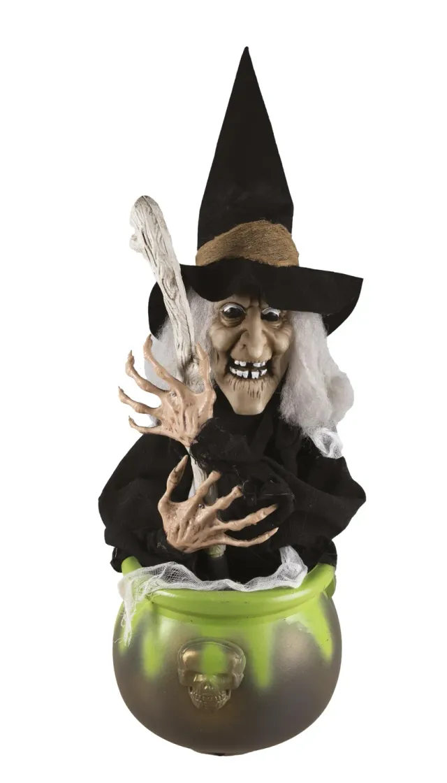 P'tit Clown Strega nel Calderone decorazione Halloween 40 cm luminosa