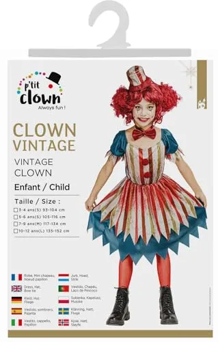 P'tit Clown Clown Vintage Costume Bambina 5-6 Anni