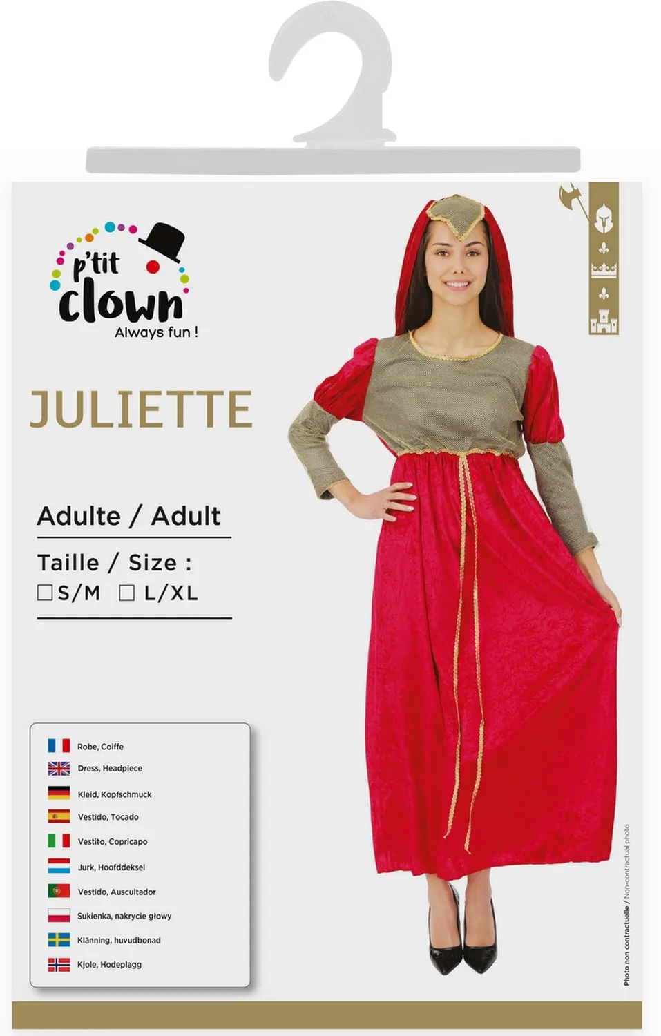 P'tit Clown Juliette 89826 costume donna L/XL rosso oro