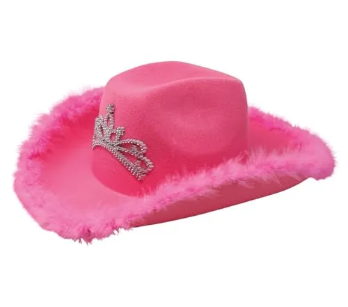 Fiestas Guirca cappello cowgirl rosa con marabou diadema