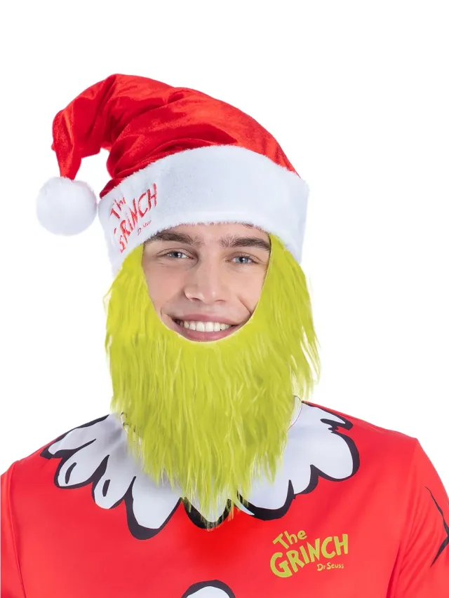 Smiffys Grinch Cappello di Natale rosso adulto