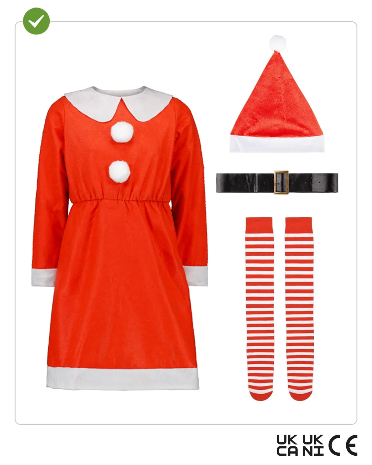 Funidelia Miss Mamma Natale Costume Bambina 7-9 anni rosso