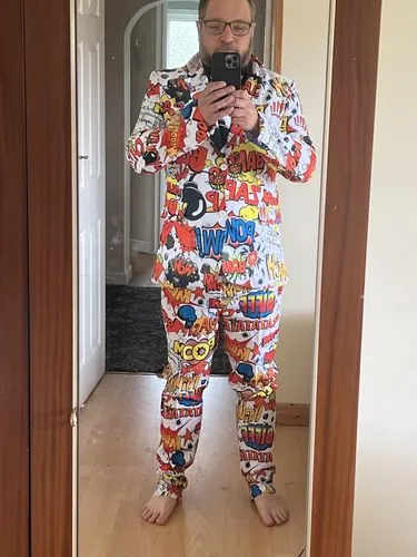 Smiffys Comic Strip Completo Uomo Giacca Pantaloni Cravatta