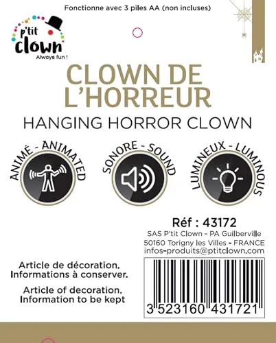 P'tit Clown 43172 clown animato 60 cm