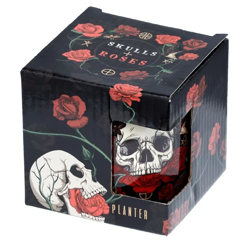 La Bottega di Merlino Rose e Teschi vaso ceramica piccolo gotico