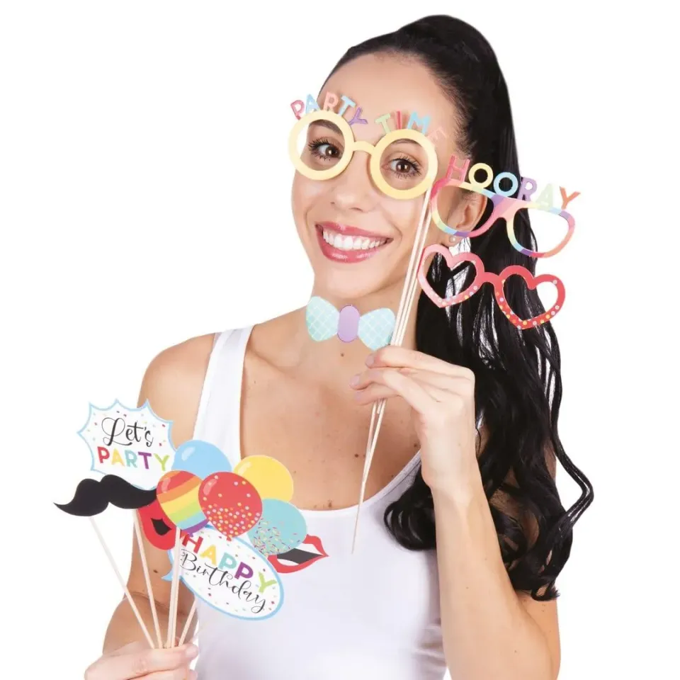 P'tit Clown Re22739 kit photobooth compleanno 10 pezzi multicolore