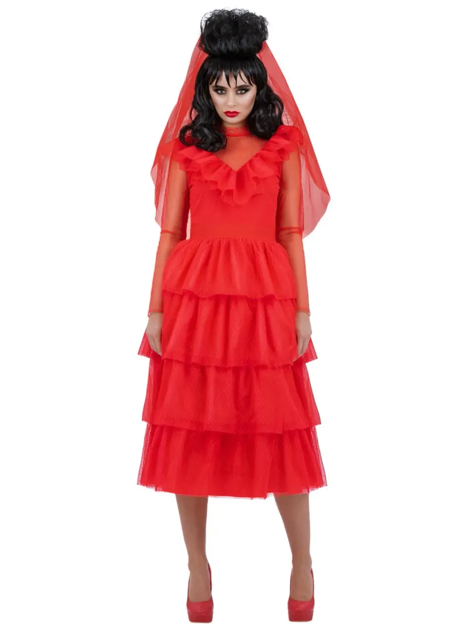 Smiffys Beetlejuice Costume Lydia Sposa Rossa Donna
