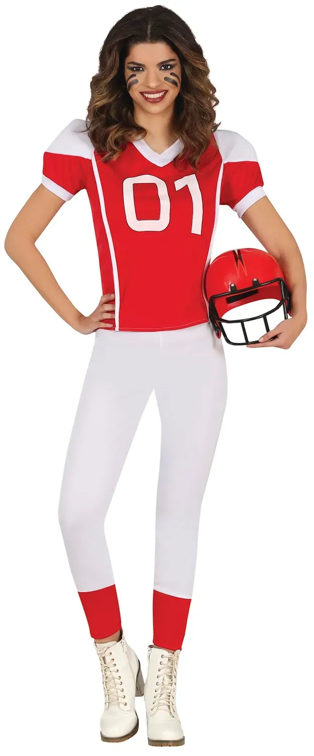 Fiestas Guirca Rugby Quarterback Rossa costume donna 40-42