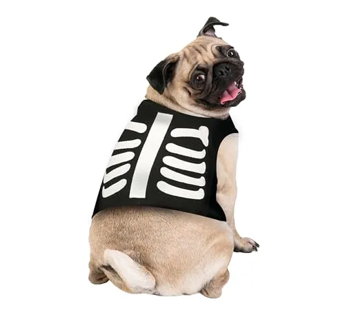 Fiestas Guirca Scheletro costume cane taglia S nero bianco