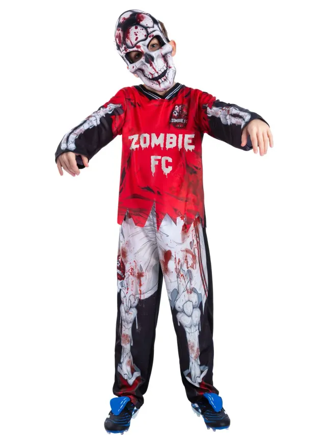 Smiffys Zombie FC Footballer Skeleton costume rosso 10-12 anni