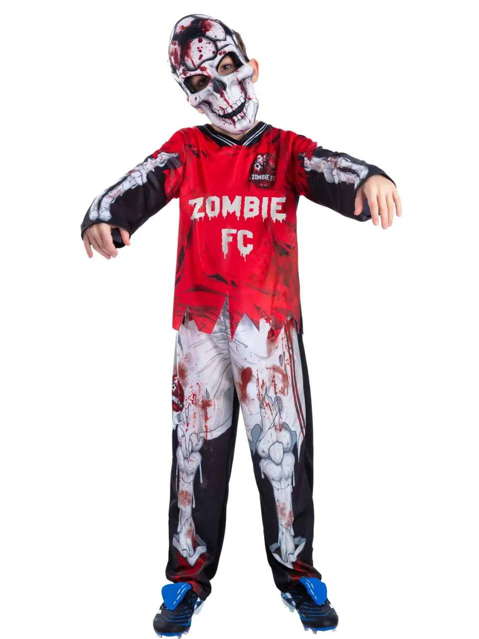 Smiffys Zombie FC Footballer Skeleton costume rosso 10-12 anni