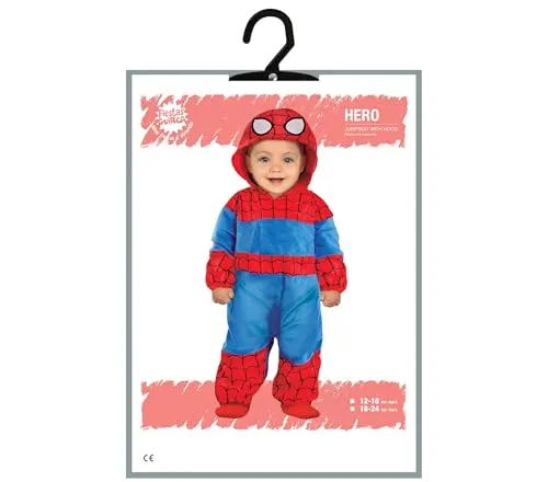 Fiestas Guirca Eroe Neonato costume tuta 2-3 anni ragnatela