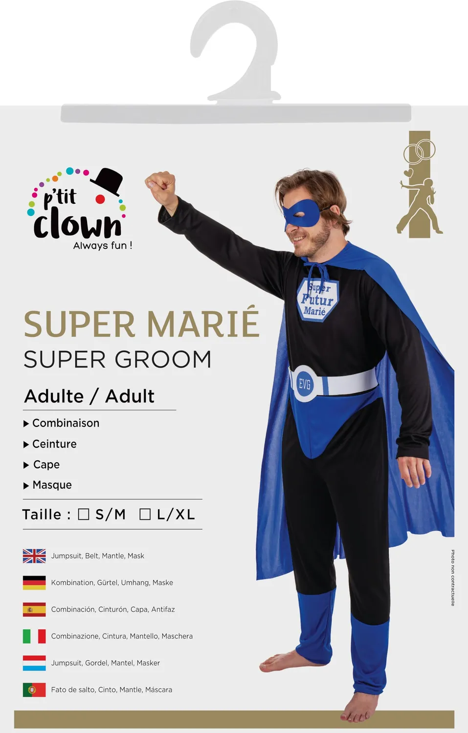 P'tit Clown Super Futuro Sposo costume uomo divertente