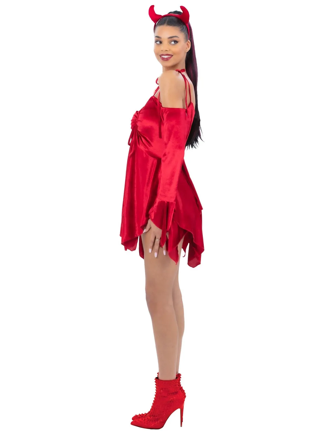 Smiffys Devil costume diavola donna rosso con corna