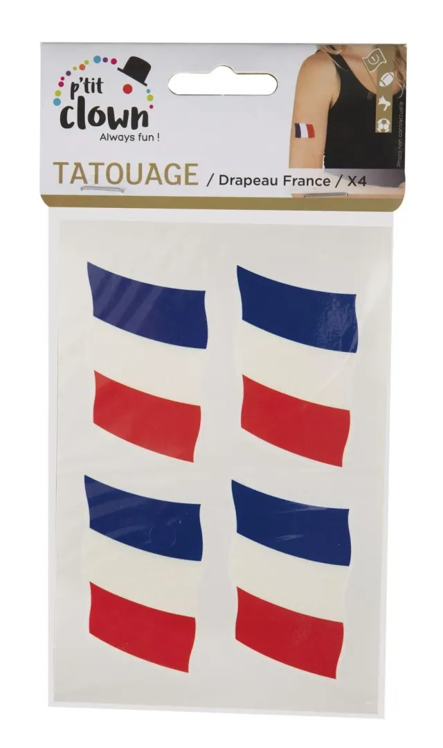 P'tit Clown tatuaggi effimeri tricolore Francia set viso