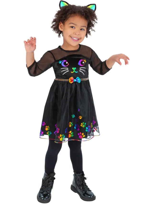 Smiffys Rainbow Cat costume bambina 1-2 anni nero