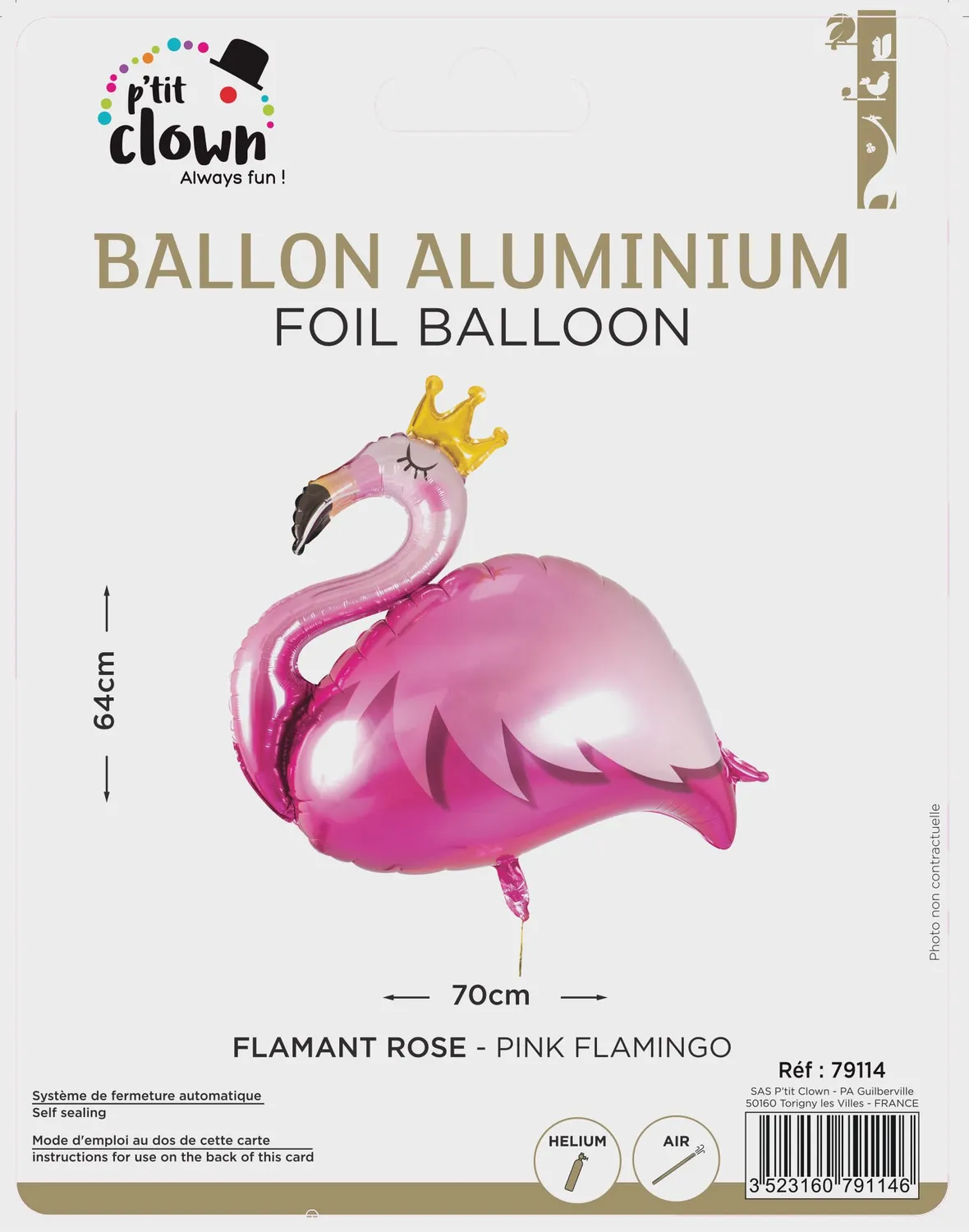 P'tit Clown Palloncino Alluminio Fenicottero per Feste