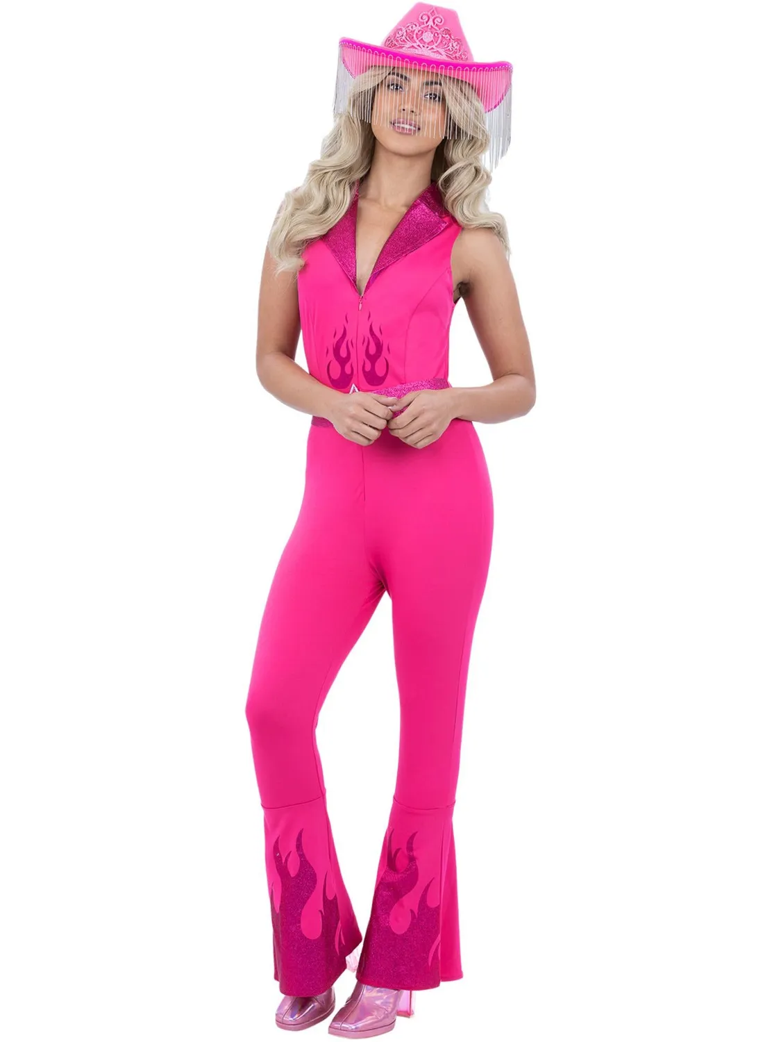 Smiffys Glamorous Cowgirl tuta costume rosa con cintura