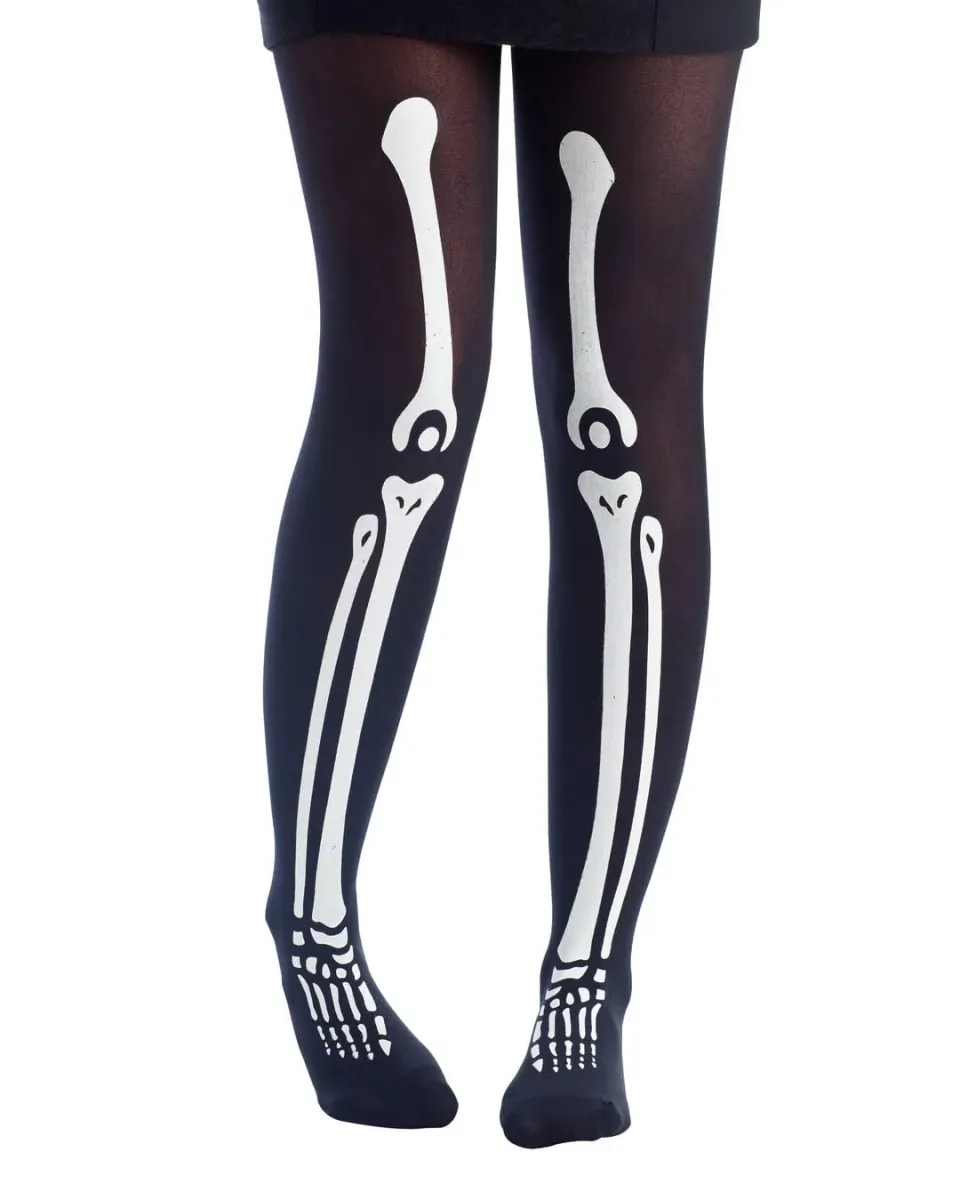 P'tit Clown Collant Nero Scheletro Donna Nylon