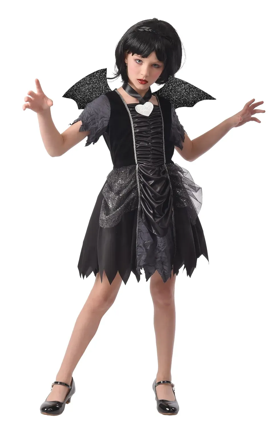 P'tit Clown costume pipistrello bambina 5-6 anni con ali