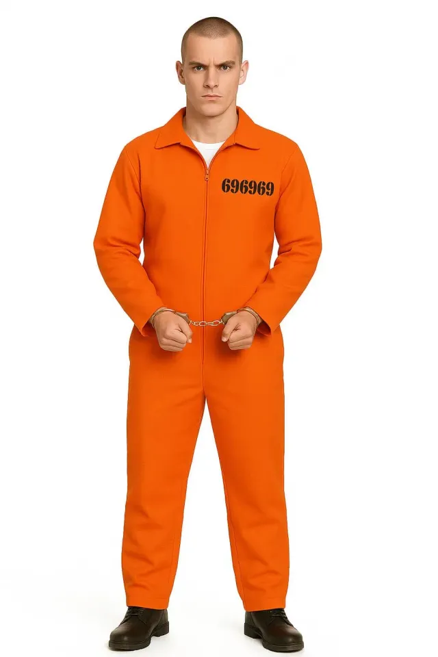 Guirca costume carcerato arancio adulto M 48-50 tuta