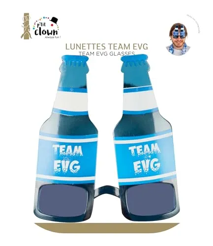 P'tit Clown Team EVG occhiali bottiglie birra blu