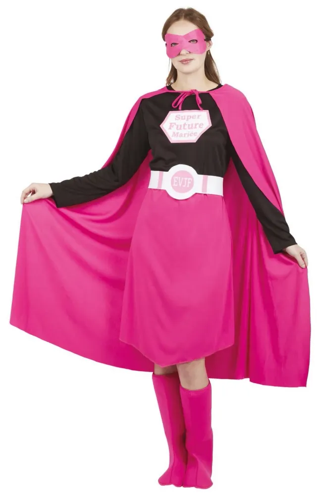 P'tit Clown 66603 costume Super Sposa S/M rosa nero