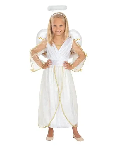 Funidelia Angelo Deluxe Costume Bambina con Ali 5-6 Anni